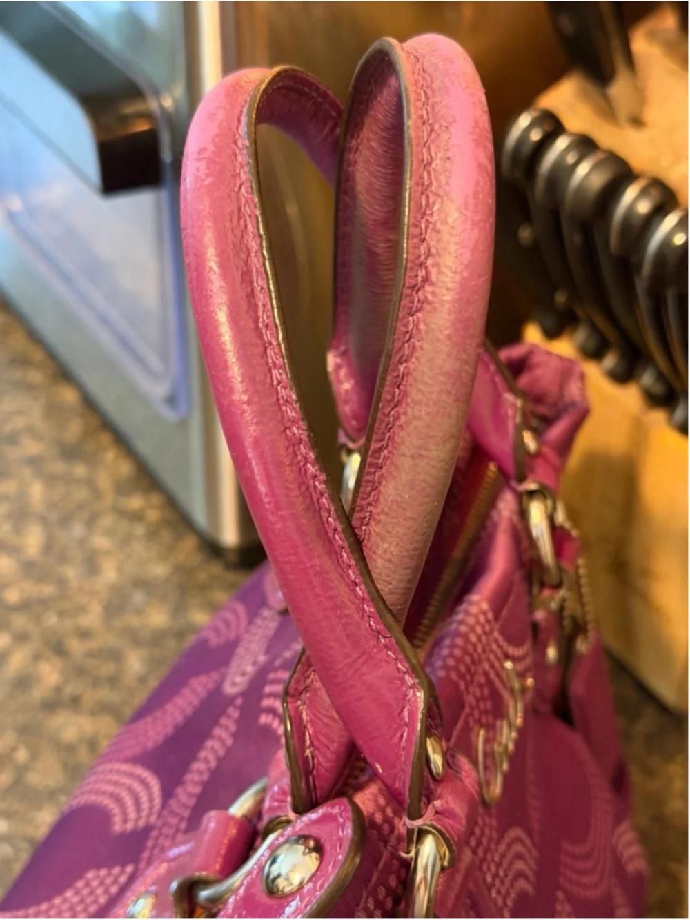 Coach Ashley Purple Dotted Op Art Satchel